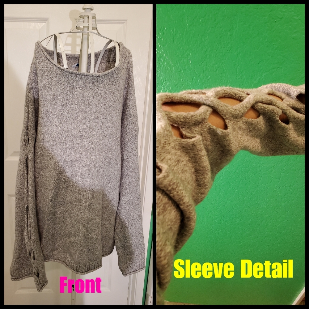 Boutique Plus Sweater W/ Sleeve Detail Multi-Sizes